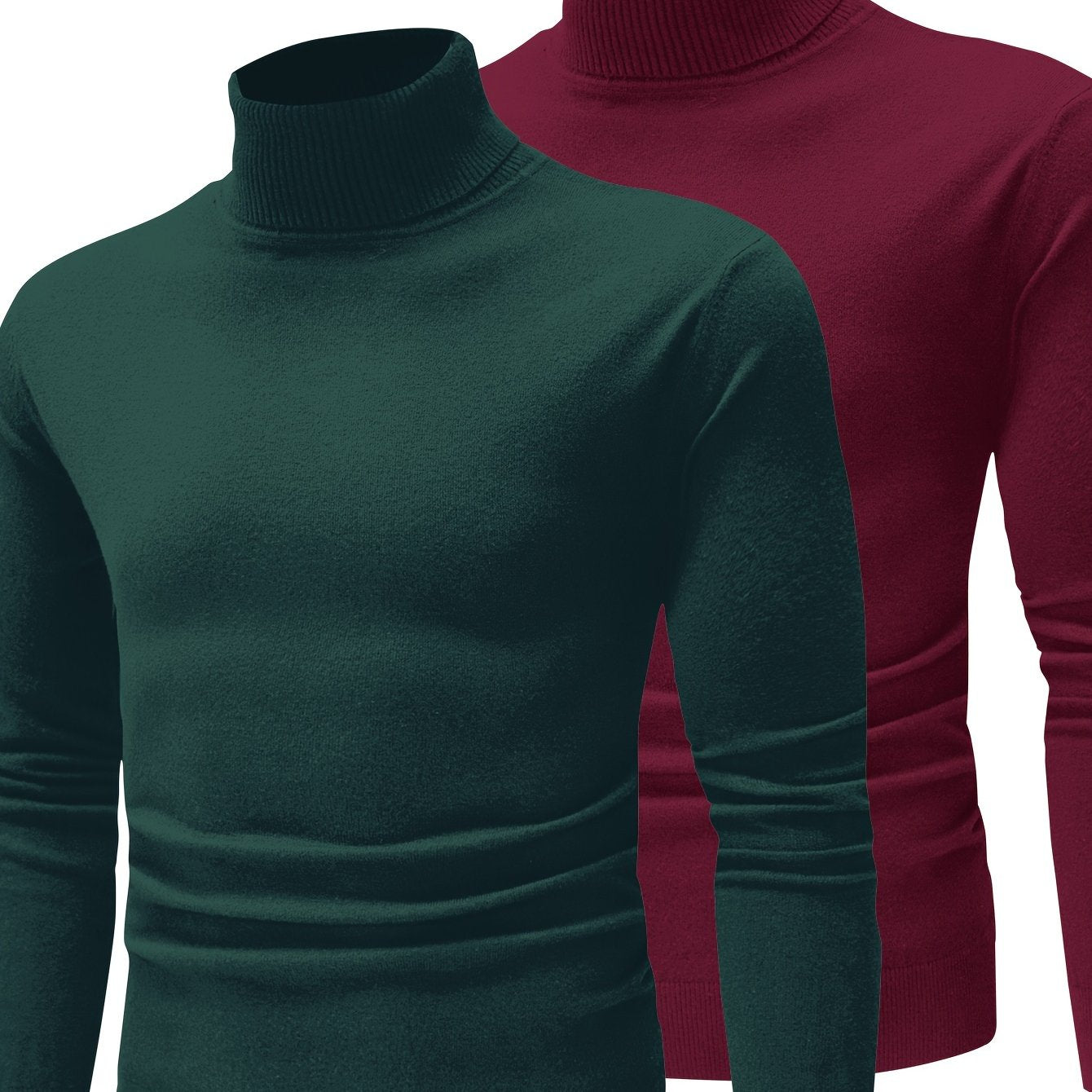 Men’s Premium High Neck Knit Pullover (2-Pack) – Slim Fit Winter Sweater Set