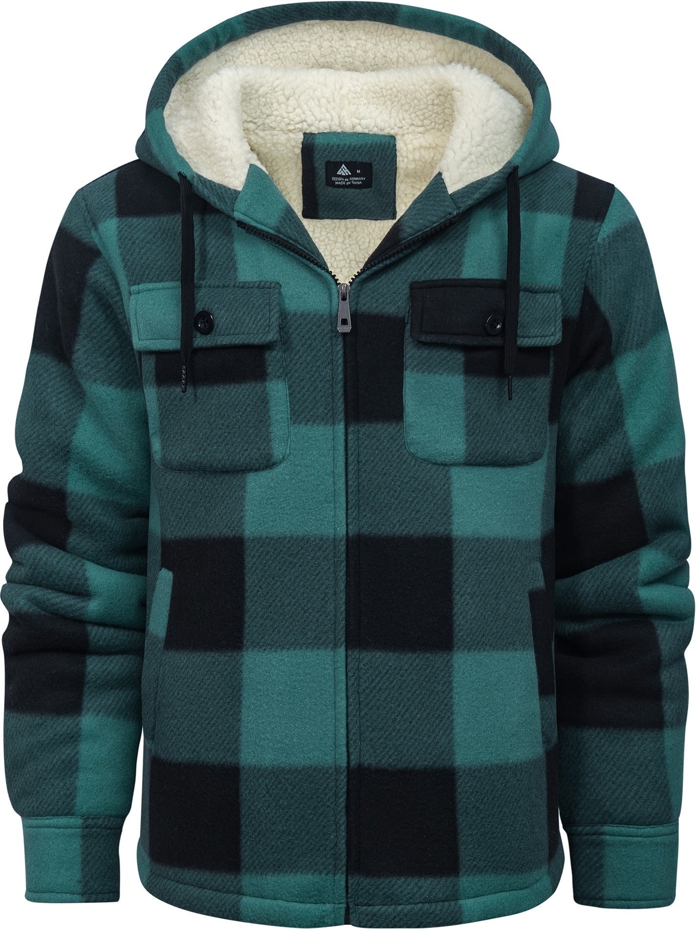 Men’s Ultra-Warm Plaid Hooded Fleece Jacket – Premium Winter Coat with Full-Zip, Soft Lining & Stylish Grid Pattern